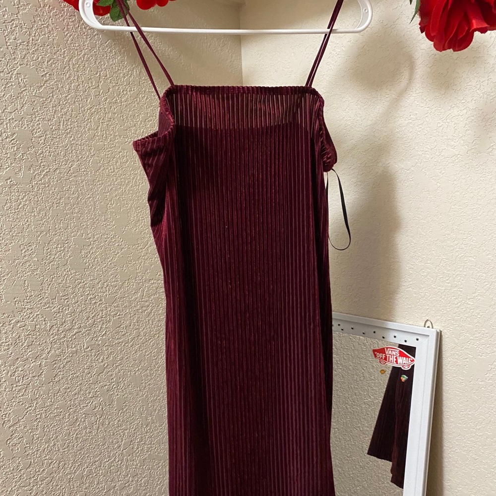 Maroon Velvet Body Slip Dress